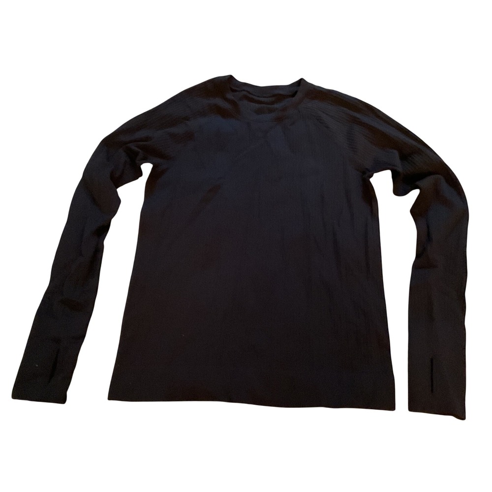 Lululemon Swiftly Tech Long Sleeve Shirt Black Ribbed Thumbholes Activewear